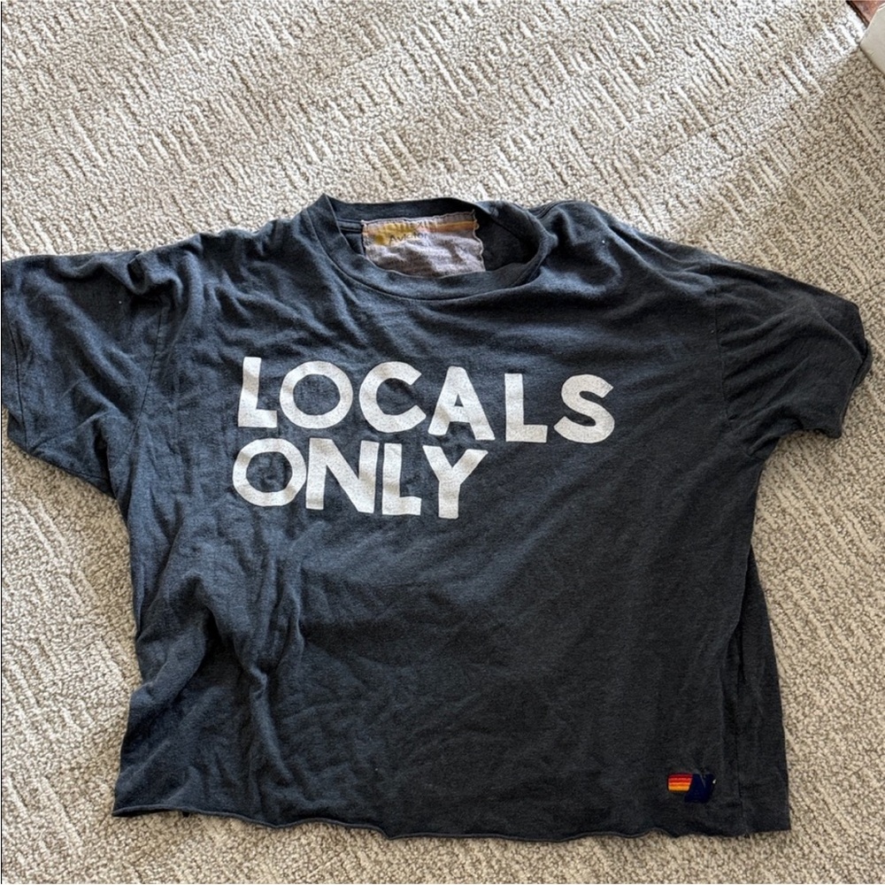 Aviator Nation Charcoal Tee with White Print